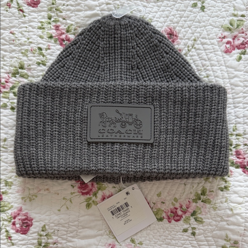 NWT Coach Charcoal Knit Beanie